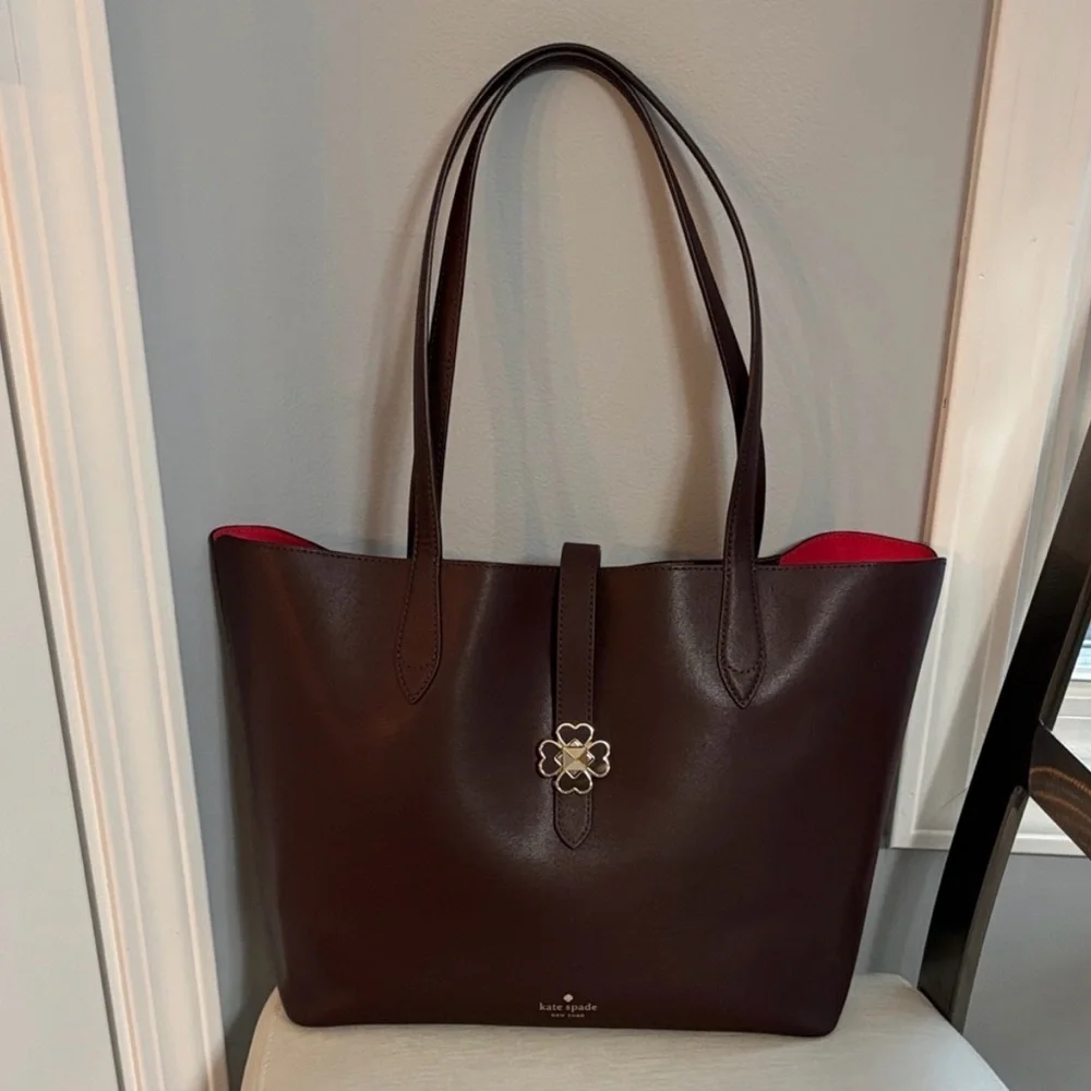 Kate Spade Dark Burgundy Tote with Pink Interior